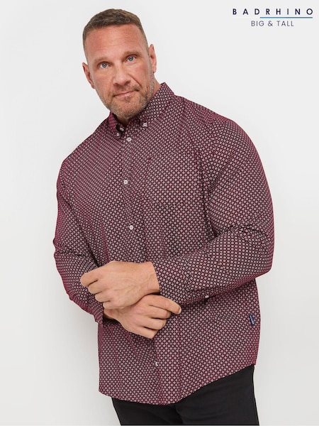 BadRhino Big & Tall Red Geometric Party 100% Cotton Shirt (AT9602) | €42