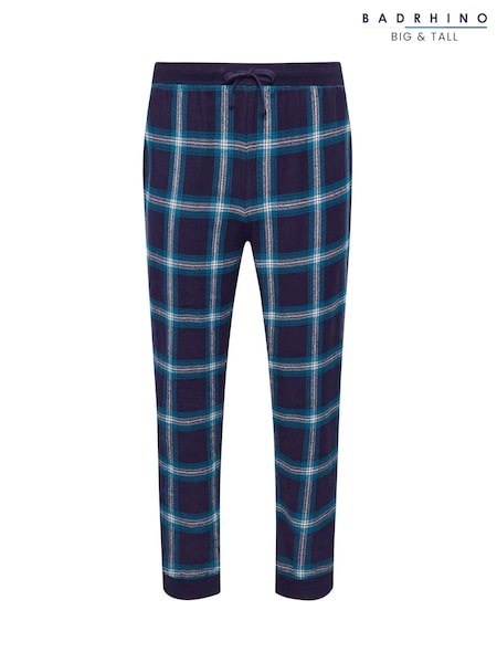 BadRhino Big & Tall Blue 100% Cotton Checked Cuffed Pyjama Bottoms (AT9607) | AED122