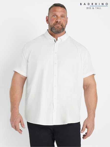 BadRhino Big & Tall White Short Sleeve Poplin 100% Cotton Shirts 2 Pack (AT9623) | 285 zł