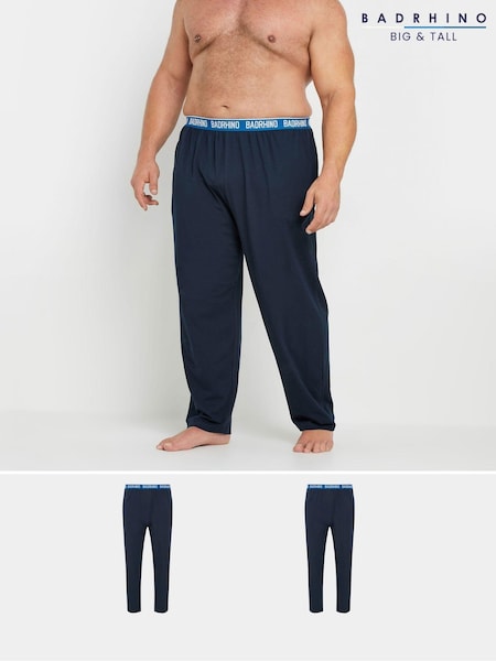 Azul - BadRhino Big & Tall 100% Cotton Lounge Trousers 2 Pack (AT9633) | 48 €