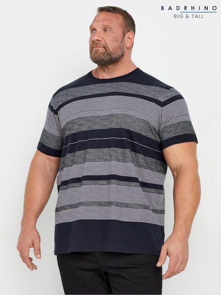 BadRhino Big & Tall Black 100% Cotton Striped T-Shirt (AT9641) | R$ 225