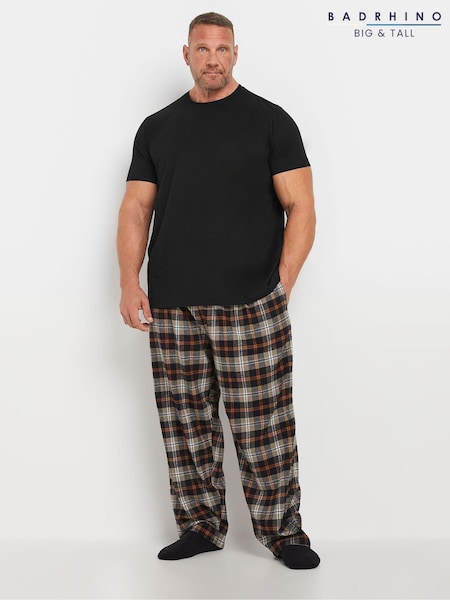 שחור - Badrhino Big & Tall 100% Cotton Checked Pyjama Bottom Set (AT9644) | ‏171‏₪