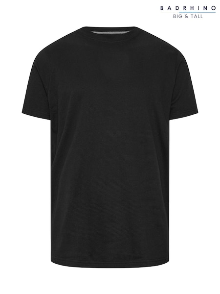 أسود - BadRhino Big & Tall Textured Short Sleeve 100% Cotton T-Shirt (AT9645) | ‏116 د.إ.‏