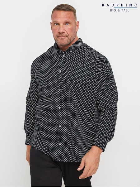 BadRhino Big & Tall Black Geometric Party 100% Cotton Shirt (AT9649) | €42