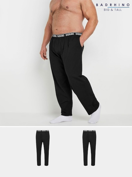 BadRhino Big & Tall Black 100% Cotton Lounge Trousers 2 Pack (AT9656) | €48