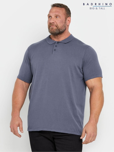 BadRhino Big & Tall Blue 100% Cotton Button Short Sleeve Jumper (AT9657) | R$ 275
