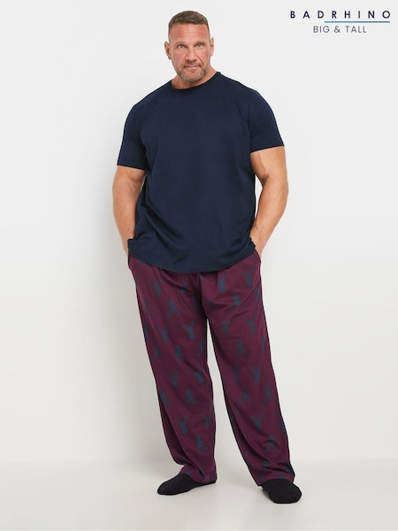 BadRhino Big & Tall Blue 100% Cotton Stag Print Jersey Pyjamas Set (AT9666) | R$ 335