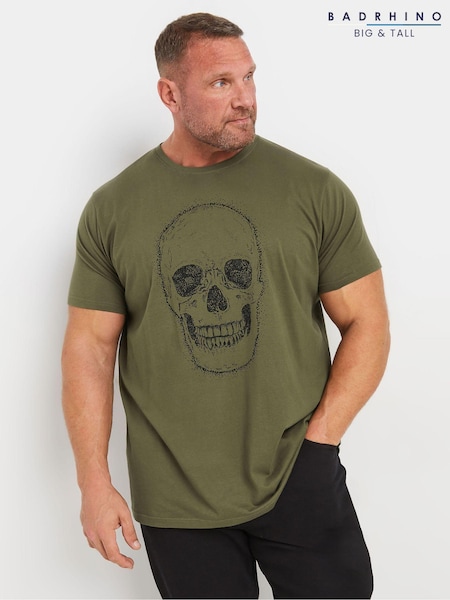 BadRhino Big & Tall Green 100% Cotton Dotted Skull T-Shirt (AT9668) | €25