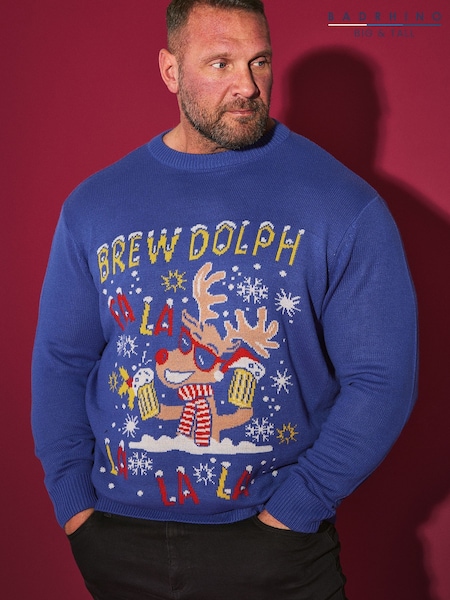 BadRhino Big & Tall Blue Brewdolph Christmas Jumper (AT9670) | 2,343 UAH