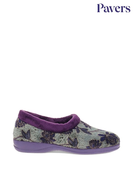 Pavers Purple Faux Fur Full Slippers (AT9675) | $44