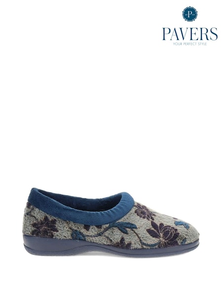 Pavers Blue Faux Fur Full Slippers (AT9682) | $44