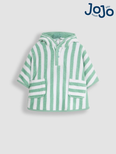 JoJo Maman Bébé Green Stripe Towelling Poncho (AT9844) | €40 - €44