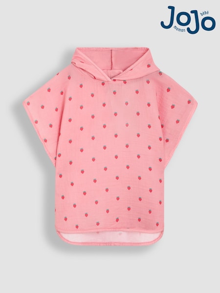 JoJo Maman Bébé 100% Cotton Strawberry Muslin Poncho (AT9845) | €39 - €42