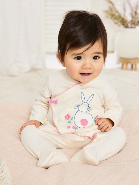 JoJo Maman Bébé Cotton Footed Embroidered Cross-Over Sleepsuit (AT9863) | 34 €