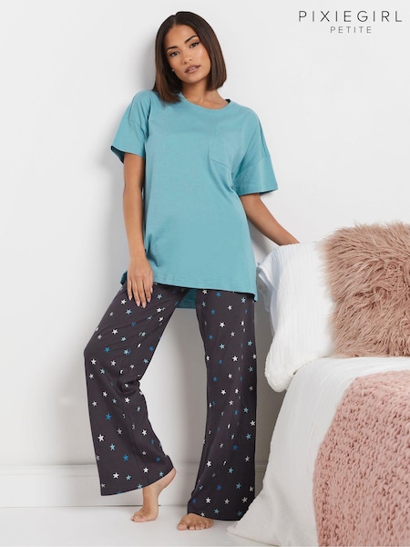 PixieGirl Petite 100% Cotton Multi Star Wide Leg Pyjamas Set (AT9894) | ‏129 ر.ق.