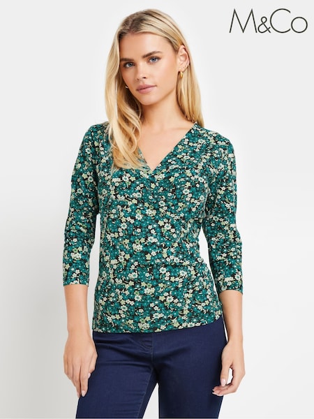 M&Co Petite Ditsy Floral Wrap Top (AT9915) | €36