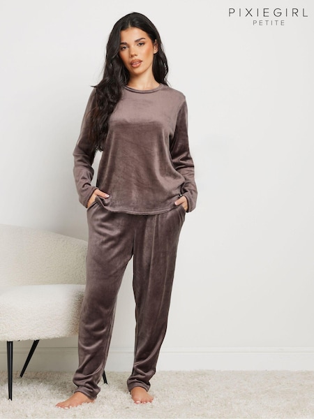 Ruskea - Pixiegirl Petite Luxe Fleece Lounge Set (AT9923) | €61