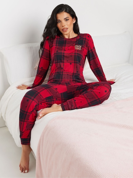 PixieGirl Petite Red Soft Touch Star Check Pyjama Set (AT9929) | AED169