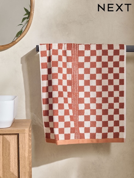 Rust Brown Checkerboard 100% Cotton Towel (AT9939) | €10