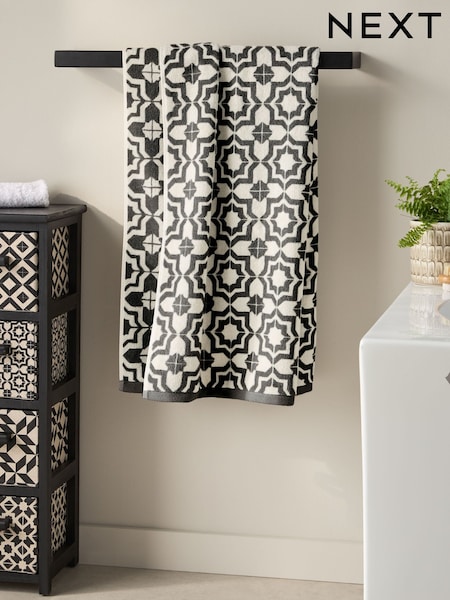 Black/White Tile Geo 100% Cotton Towels (AT9940) | €10 - €24