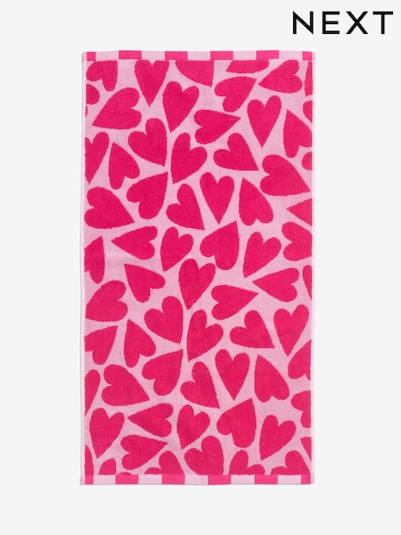 Heart Print 100% Cotton Towel (AT9973) | R$ 80 - R$ 175