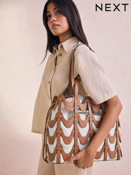 Tanfärgad Brun - Weave Structured Shoulder Bag (AU0085) | kr680