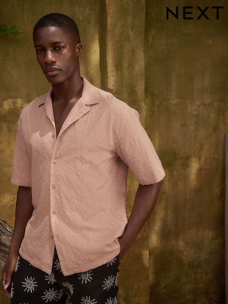 Pink Textured Short Sleeve Shirt (AU0138) | €44