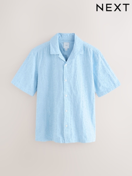 Blue Textured Short Sleeve Shirt (AU0142) | AED166