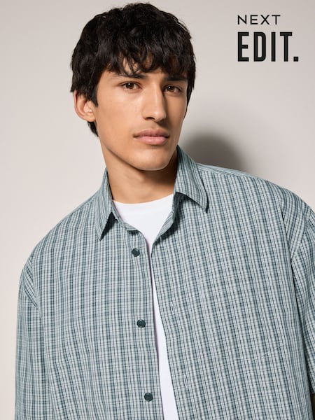 Black & White Edit Micro Check Short Sleeve Shirt (AU0158) | €34
