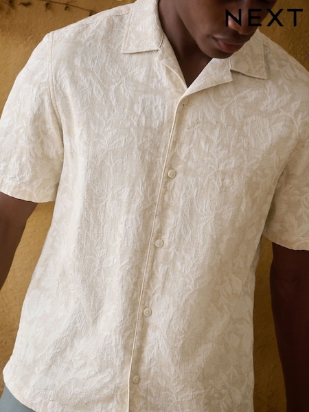 Neutral Jacquard Printed Short Sleeve Shirt (AU0170) | €37