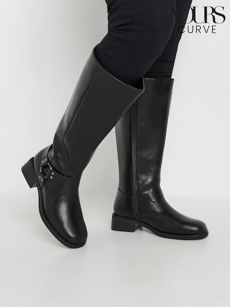 Yours Curve Black Extra Wide Fit Harness Detail Knee High Boots (AU0175) | 3,605 UAH
