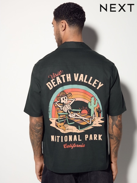 Black National Park Back Print Short Sleeve Shirt (AU0177) | €40