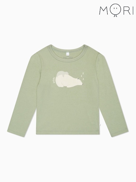 MORI Green Organic Cotton Polar Bear Long Sleeve Christmas Top (AU0193) | AED73 - AED80