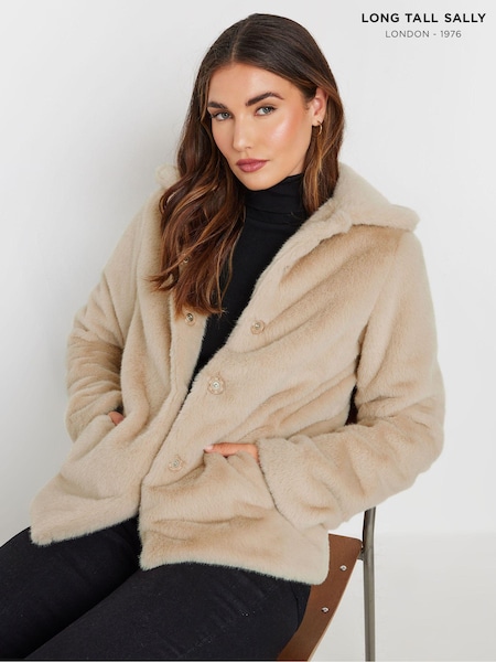 Long Tall Sally Natural Faux Fur Coat (AU0206) | €120