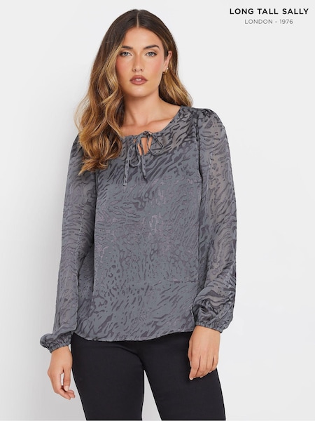 Long Tall Sally Grey Burnout Top (AU0211) | €48