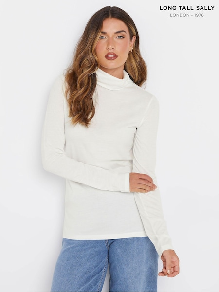Long Tall Sally Cream Premium Long Sleeve Roll Neck Top (AU0222) | 104 QAR