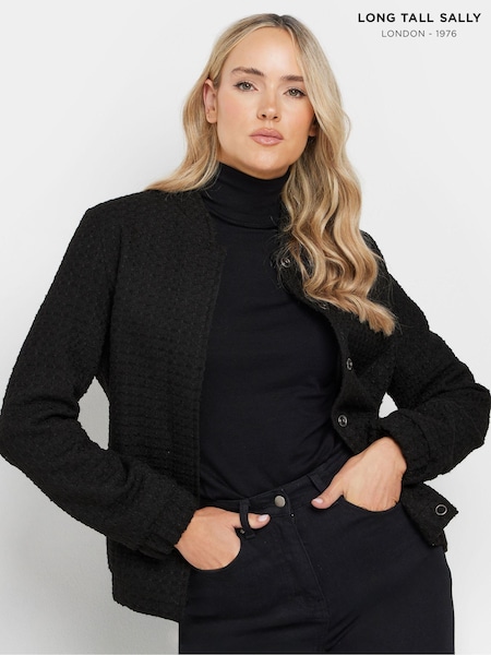 Long Tall Sally Black Boucle Bomber Jacket (AU0225) | €80