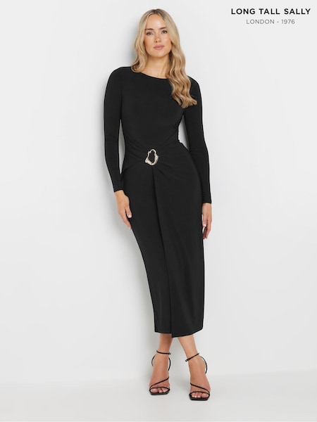 Musta - Long Tall Sally Pitkä hiha Solki Midaxi Mekko (AU0257) | €74
