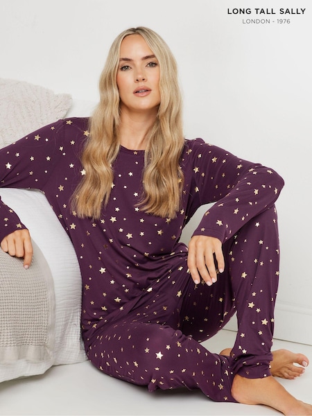 Long Tall Sally Soft Touch Foil Star Pyjama Set (AU0259) | 268 LEI