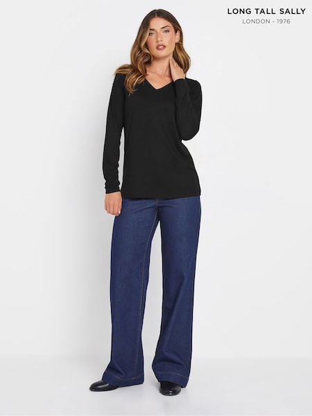 Musta - Long Tall Sally Premium Pitkä hiha T-paita (AU0272) | €33
