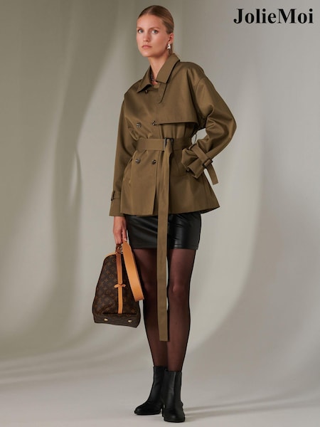 Grün - Jolie Moi Mini Cropped Trenchcoat (AU0298) | 59 €