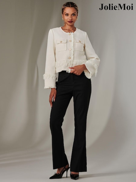 Jolie Moi Cream Button Through Tweed Jacket (AU0324) | €93