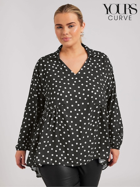Yours Curve Black London Abstract Gathered Side Top (AU0346) | €56