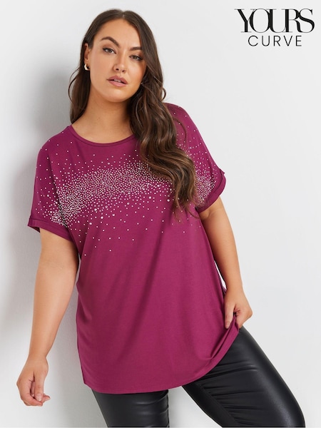 Yours Curve Pink Hot Fix Grown On T-Shirt (AU0387) | €35