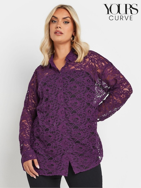 Yours Curve Purple Lace Shirt (AU0395) | €44