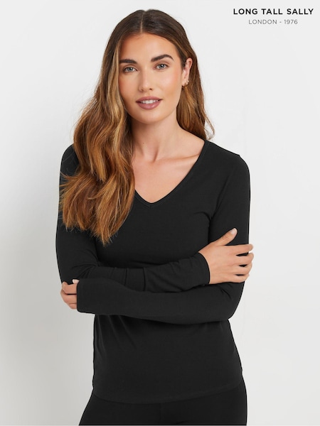 Negru - Long Tall Sally Thermal Heat Mânecă lungă Top (AU0400) | 179 LEI