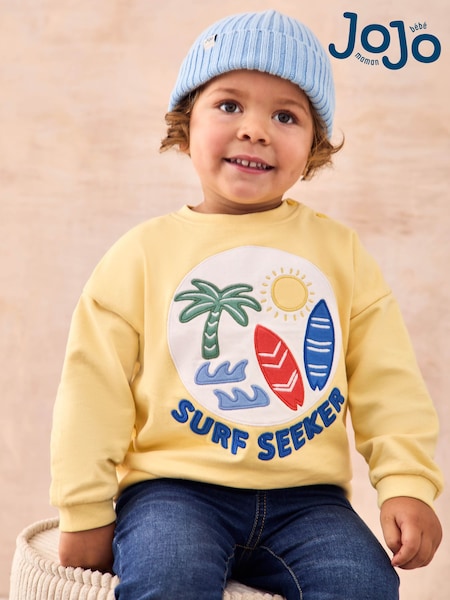 Yellow Surf - Jojo Maman Bébé 100% Cotton Appliqué Sweatshirt (AU0412) | ‏121‏₪ - ‏136‏ ₪