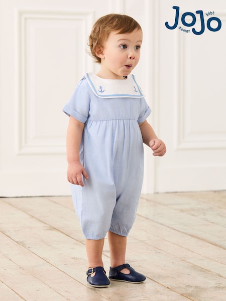 JoJo Maman Bébé Blue Sailor Collar Romper (AU0430) | €41 - €43