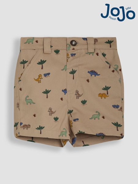 JoJo Maman Bébé Natural Stone Dino Print Twill Chino Short (AU0432) | €27 - €32