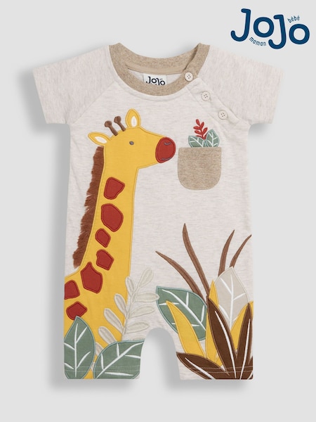 JoJo Maman Bébé Brown Natural Giraffe Dino Scene Romper (AU0435) | 1,202 UAH - 1,262 UAH